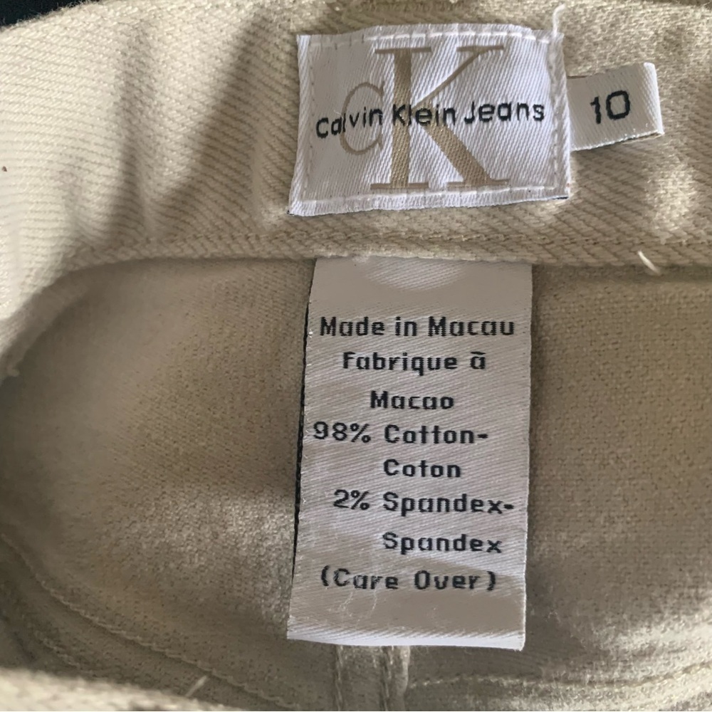CALVIN KLEIN Barrel Jeans Tapered 5 Pocket Pants Belt Loops Spring Beige Size 10 - Picture 10 of 15
